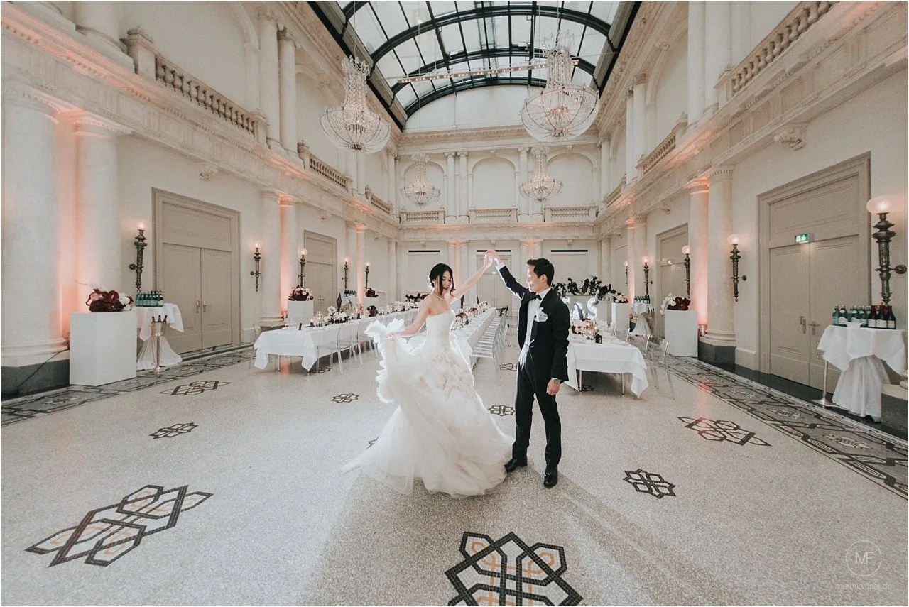 Christine and Sun, couple portrait at their Hotel de Rome wedding in Berlin