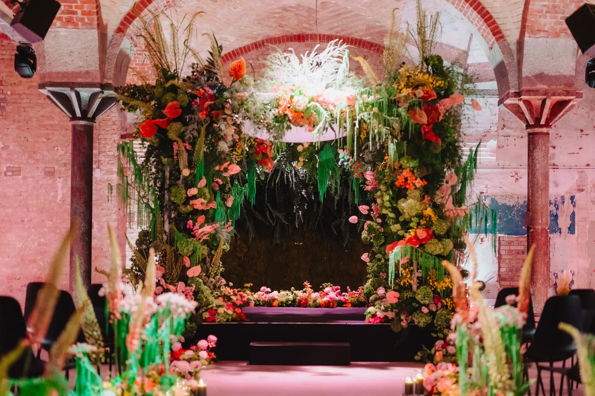 Floral chuppah installation at DEEP Berlin